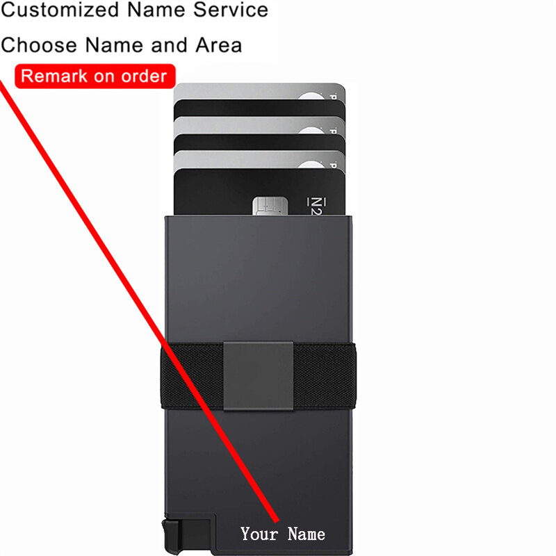 Customized Name Logo Men Business Credit Card Holder Wallet RFID Blocking Slim Minimalist ID Bank Card Holder Smart Wallet Purse