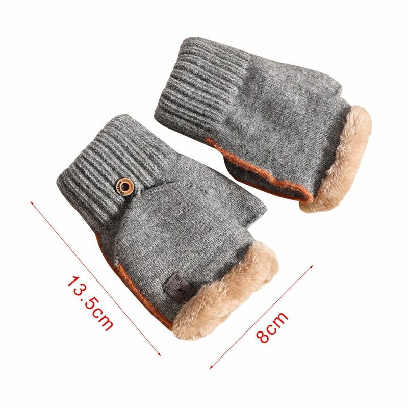 Fashion Autumn Winter Plush Fluffy Half Finger Gloves Knitting Mittens Touch Screen Gloves Warm Gloves