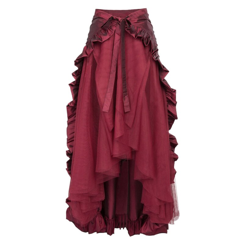 Юбки в викторианском стиле с пиратским поясом, Женская шикарная Готическая панковская юбка с оборками, длинная юбка в средневековом стиле рококо, платье в стиле стимпанк