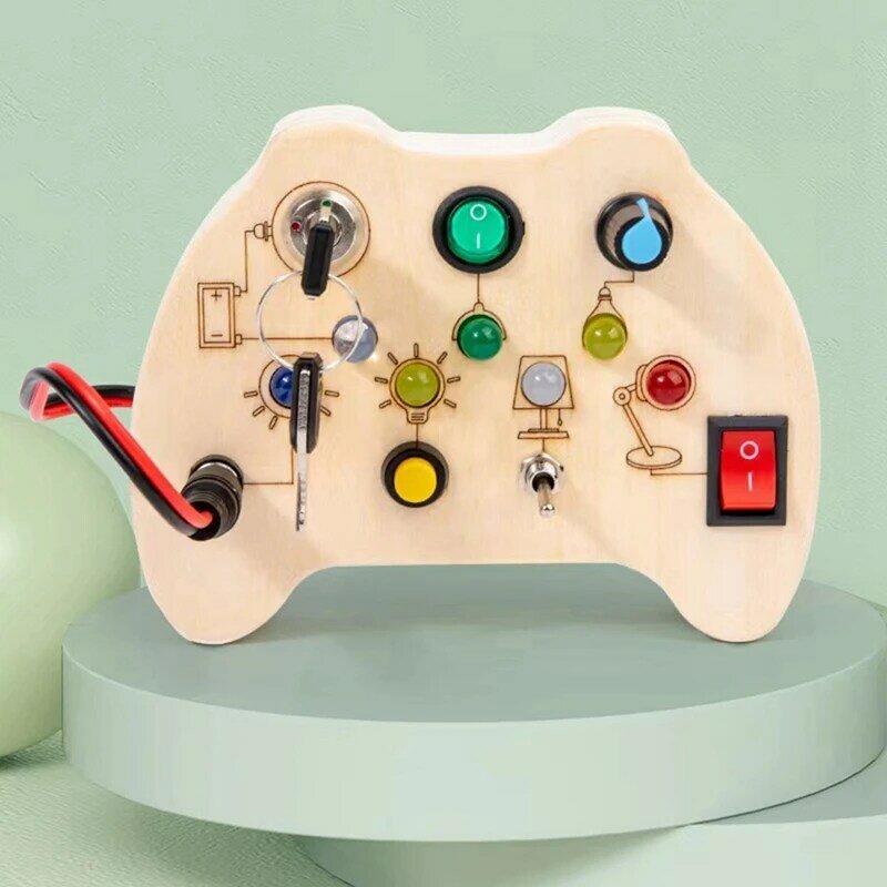 Tablero Montessori ocupado para niños, juguetes de madera con interruptor de luz LED, tablero de Control, juegos educativos sensoriales para 2-4 años de edad, duradero