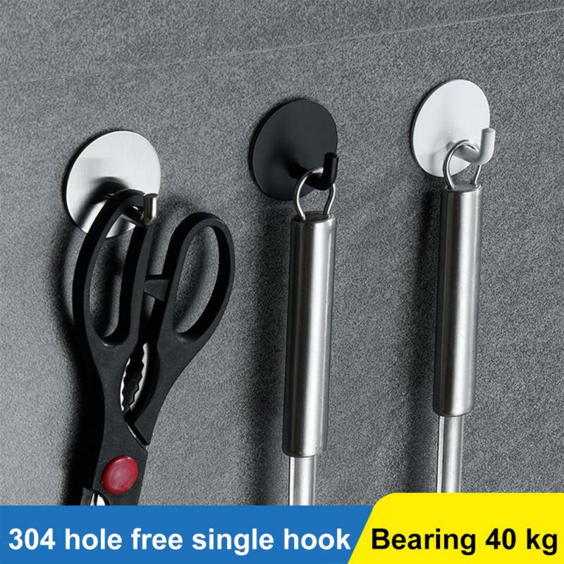 1~10PCS Wall Hook Storage Stainless Steel Hooks Self-Adhesive Towel Key Umbrella Hanger Hook For Kitchen Bathroom Multi-Purpose