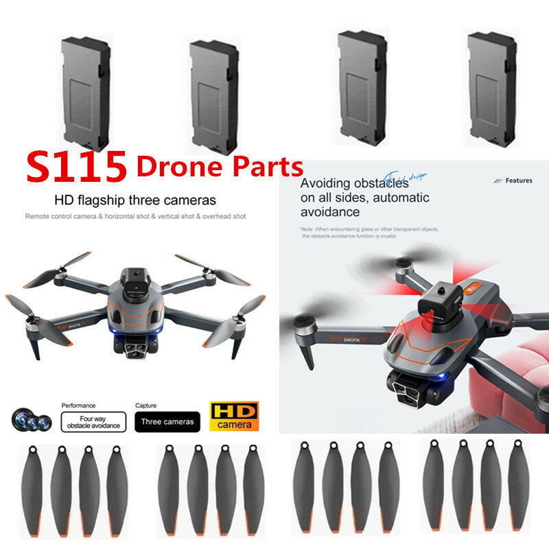 S115 Borstelloze Obstakel Vermijden Afstandsbediening Rc Drone Quadcopter Onderdelen Accessoires 3.7V 2000Mah Batterij/Propeller/Usb