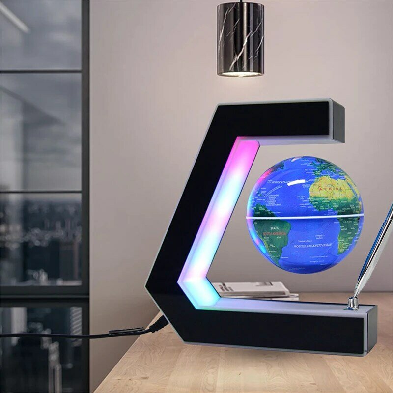 Globe magnétique flottant avec lumière LED et stylo pour homme, gadget de bureau, monde de la maison, cadeau de décoration pour père et ami