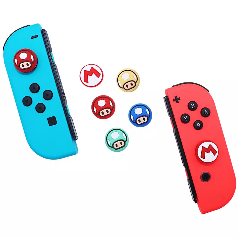 Cubierta de silicona para botones de pulgar de consola de Super Mario, accesorios periféricos de Anime, funda de piel para controlador de dibujos animados