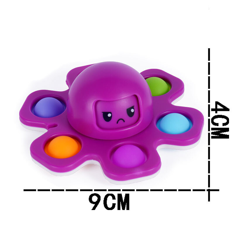 3IN1 Flip Octopu Press It Toy Finger Spinner Brinquedos Anti Aliviar Stress Mão Fingertip Gyro Push Bubble Change Face Brinquedo Sensorial