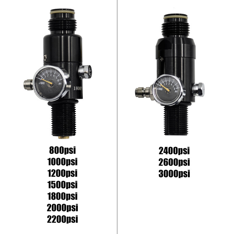 HPA 4500psi Cylinder Air Tank Regulator Valve Output 800psi to 3000psi Threads M18*1.5 or 5/8-18UNF Diving Mountain Climbing