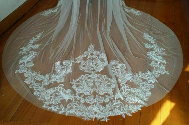 Кружевная Фата для невесты, шаль для свадебного платья, свадебное украшение, белый/цвета слоновой кости
