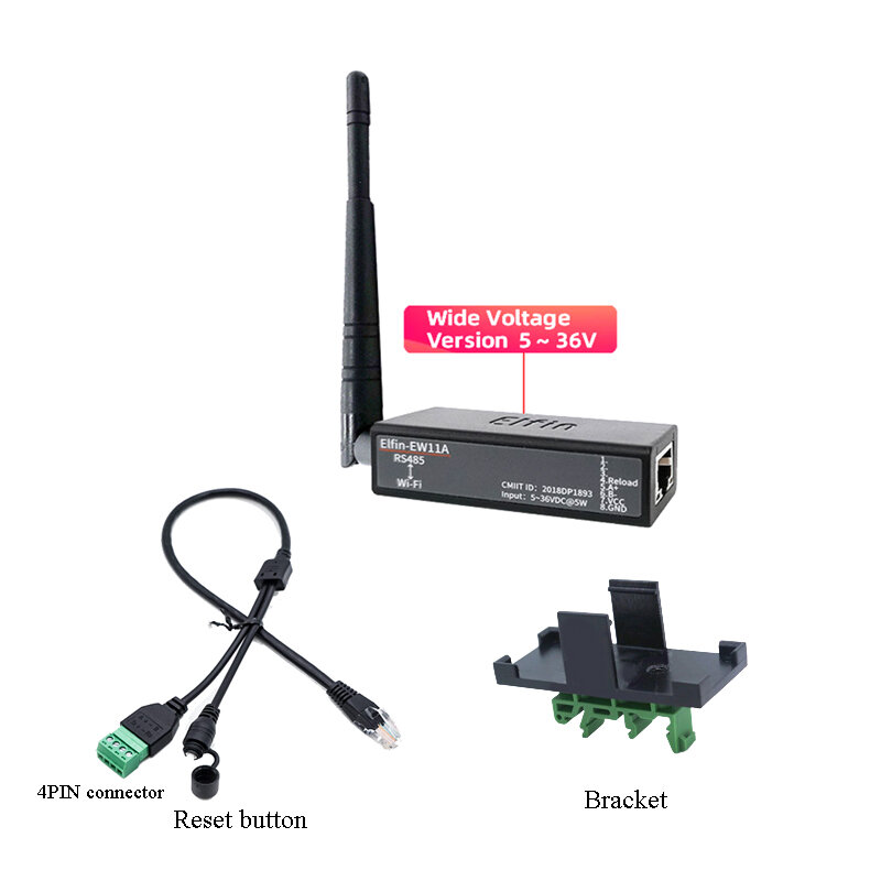 직렬 포트 RS485-WiFi 직렬 장치 서버, Elfin-EW11 지지대 TCP/IP 텔넷 모드버스 TCP 프로토콜 IOT 데이터 전송 변환기
