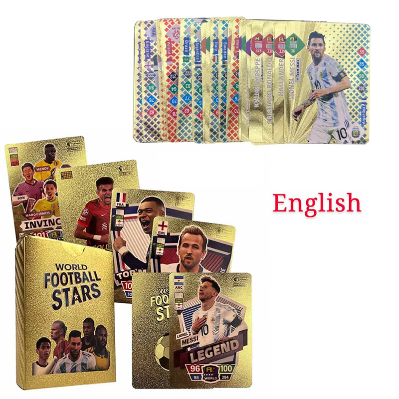 Football All Star Trading Cards Black Silver Gold Rare carte da collezione Football Club Fans giocatore FIFA Neymar Cristiano Ronaldo