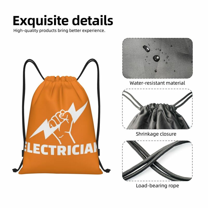 Custom Electrician Drawstring Bags Men Women Lightweight Engineer Electrical Power Sports Gym Storage Backpack