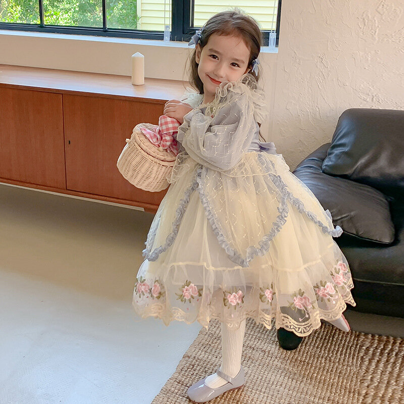 Robe de princesse Lolita pour filles, tenue mignonne et douce, en gaze
