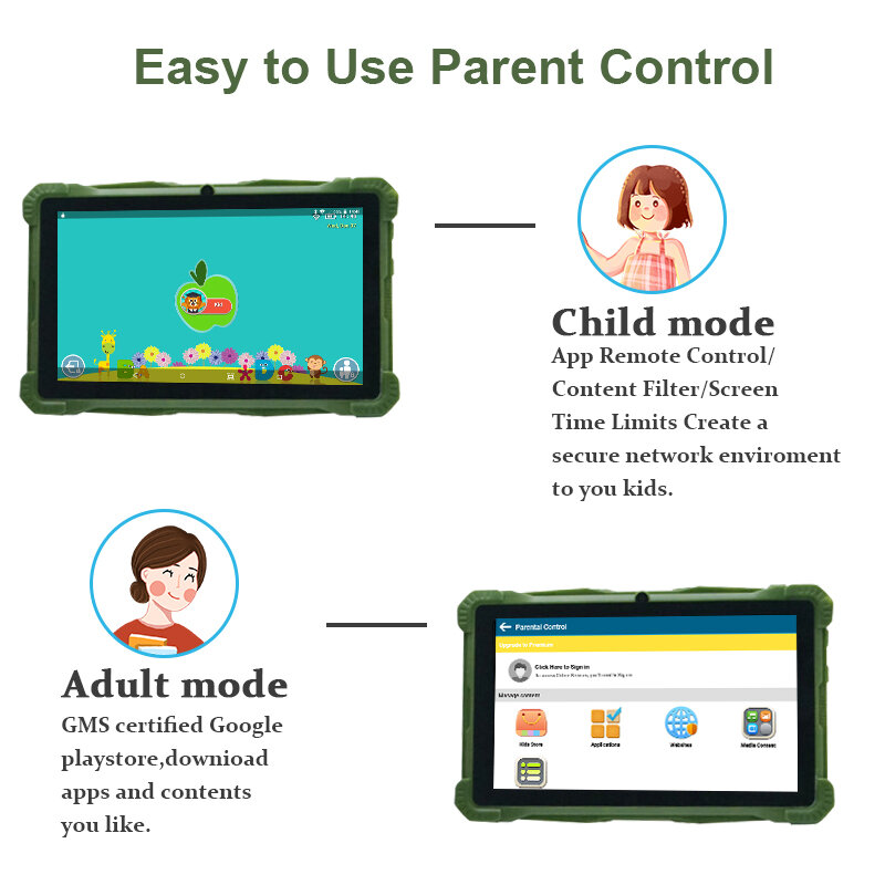 ATOUCH-Tableta Q21 de 7 pulgadas para niños, Tablet con Android 10, Wifi, 3GB, 32GB, Google Play, regalo de Navidad, iPad de estudio con soporte