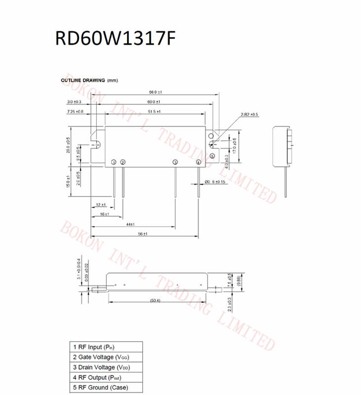 RD60W1317F 135-175 МГц 30 Вт/60 Вт 12,5 в/24 В для мобильного радиоприемника, радиочастота 135-175 МГц, поперечная справочная информация RA60H1317M