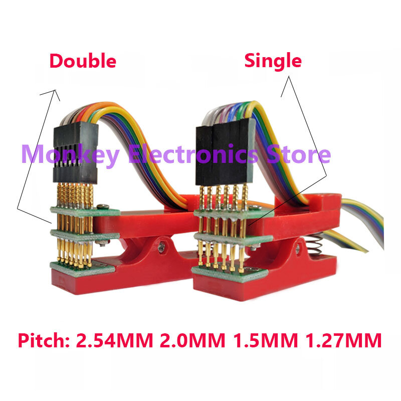 Supporto di prova clip PCB singolo/doppio 2.54 2.0 1.5 1.27mm morsetto di spaziatura dispositivo pogo pin Download programma Burn con Box DuPont