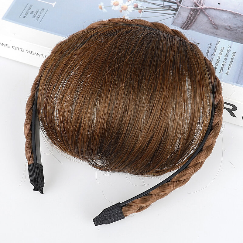 Synthetic Braids With Headband Bangs Fake Straight Straight Natural Heat Resistant Bangs Hair Accessorics for Women