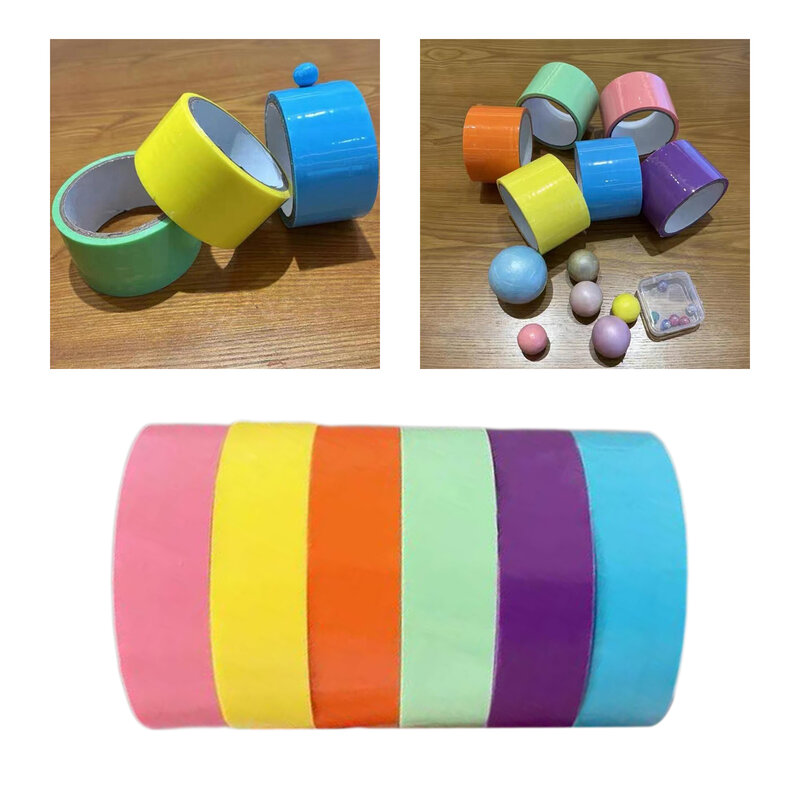 Cinta adhesiva de bola de colores para adultos y niños, cintas de colores mezclados a granel, divertido y relajante juguete, 6/12/24 rollos