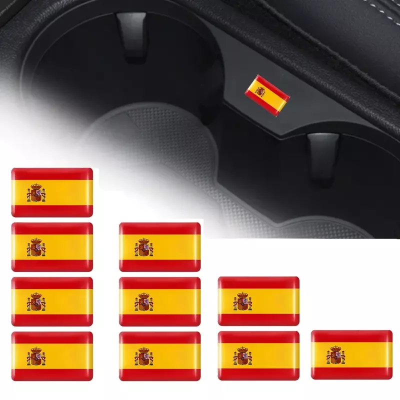 Epoxy Interior do carro Adesivo de Espanha Bandeiras, Decalque Decoração para a SEAT Cupra, Leon R, Ibiza, Ateca, Sportcoupe, Alhambra Emblema, 10PCs