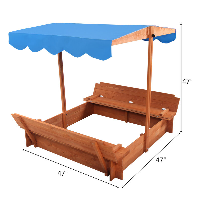 Arenero de madera con cubierta Convertible para niños, caja de arena para jugar al aire libre