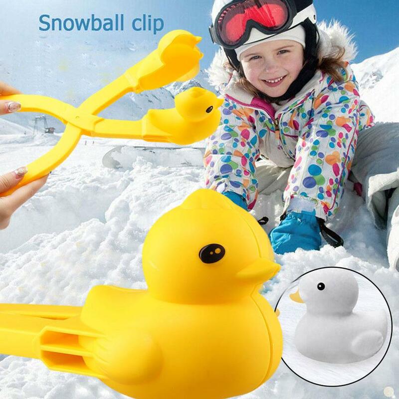 Pembuat bola salju berbentuk bebek klip anak-anak luar ruangan plastik Musim Dingin alat cetakan pasir salju untuk bola salju pertarungan olahraga menyenangkan mainan