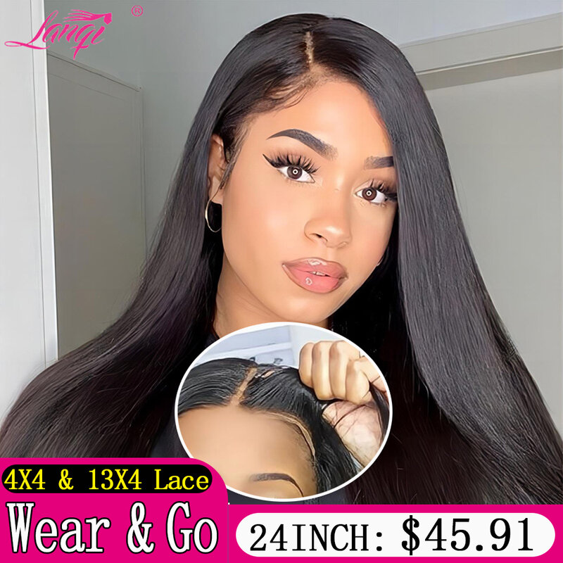 Straight Human Hair Wigs Glueless Wig Human Hair Ready To Wear Peruvian  Remy 13X4 Transparent Human Hair Lace Frontal Wig