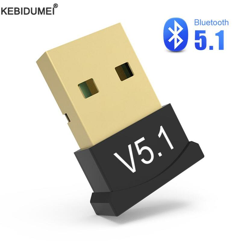 Adaptor Dongle USB Bluetooth 5.1, untuk PC Speaker nirkabel Mouse Keyboard musik Audio pemancar Bluetooth