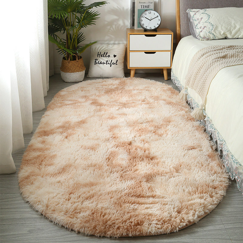 Carpet For Living Room Large Size Oval Rugs Plush Fluffy Childrens Bedroom Room Hairy Soft Foot Mats Home Decor Carpet