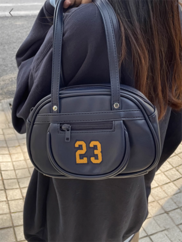 New 23 Embroidery Navy Shoulder Bag Four Season Zipper High Quality Ladies Bags Fashion Preppy Style High Street Chic Handbags