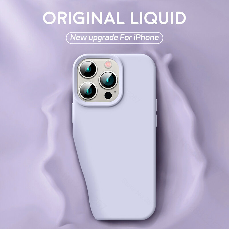 For IPhone用液体シリコンケース,あいふぉん耐衝撃性ソフトバックカバー,オリジナル,モデル15,14,13,12,11 pro max plus