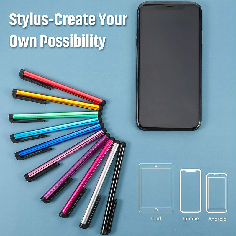 ユニバーサル静電容量式タッチスクリーンペン,iPhone,Samsung,Xiaomi,タブレット用の10本の鉛筆