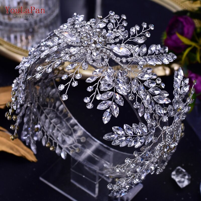 YouLaPan HP240 Luxus Braut Crown Hochzeit Haar Zubehör Braut Tiara und Kopfschmuck Strass Stirnband für Frauen Kopfstück