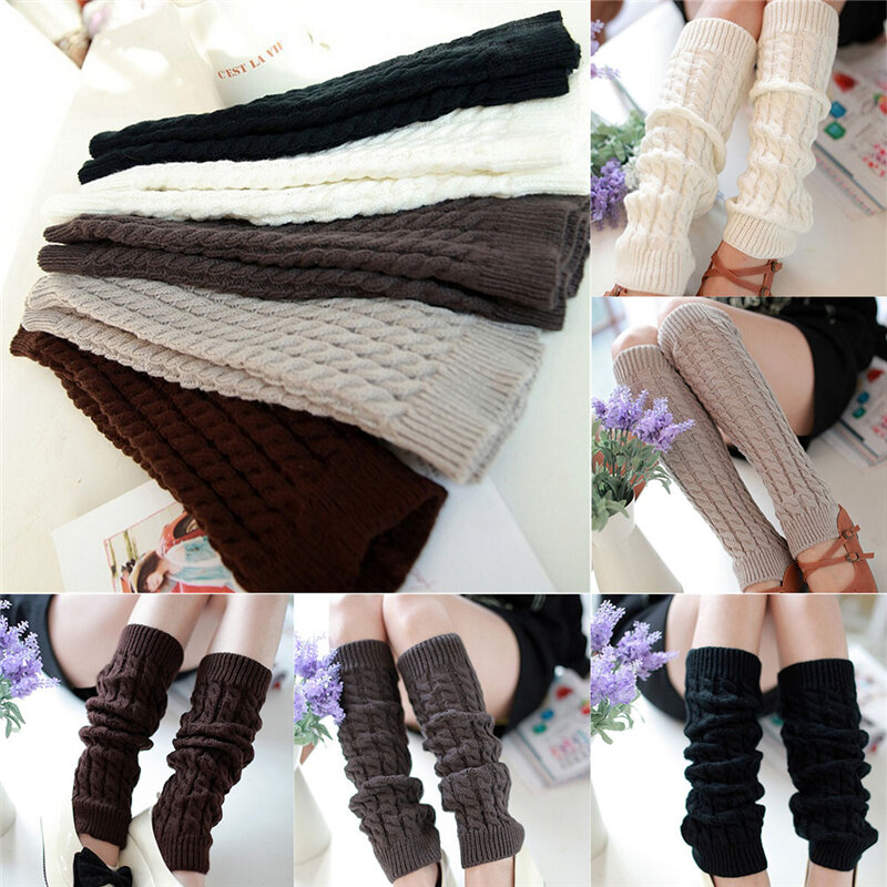 NEW Fashion Gaiters Boot Cuffs Woman Thigh High Warm Knit Knitted Knee Socks Black Leg Warmers for Women Christmas Gifts