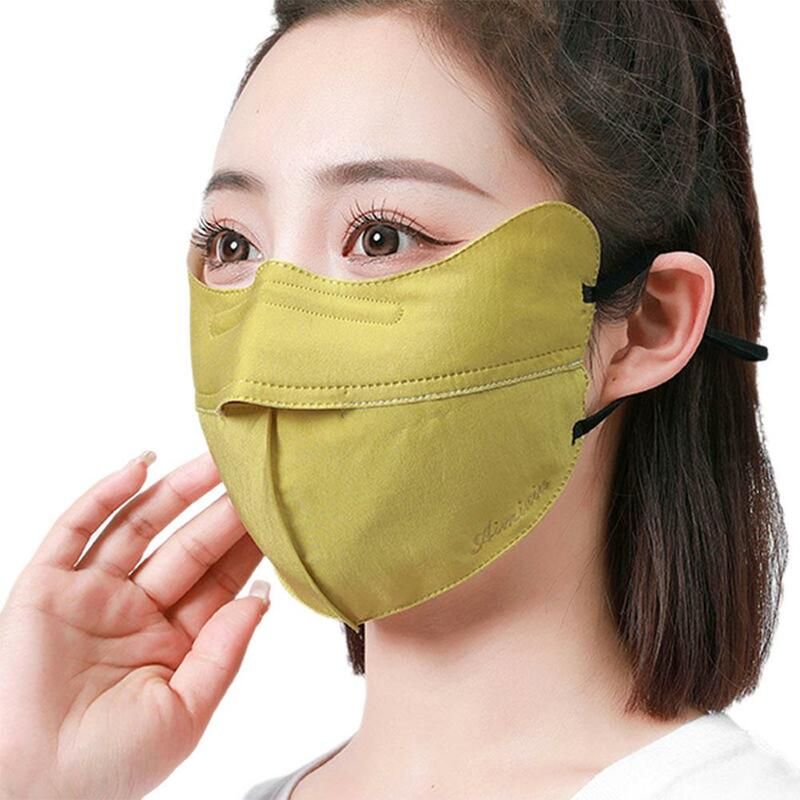 Masker paparan matahari wanita, perlindungan UV musim panas untuk perempuan tipe telinga gantung bernapas terbuka