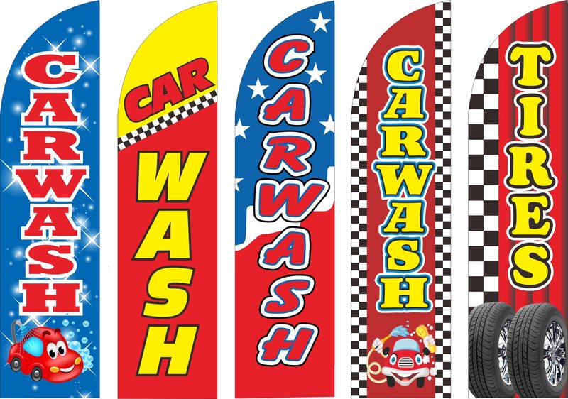 Carwash Auto Service Onderhoud Veren Vlag Strandmes Banner Open Banden Llantera Autolavado, Aangepaste Print, Alleen Vlag