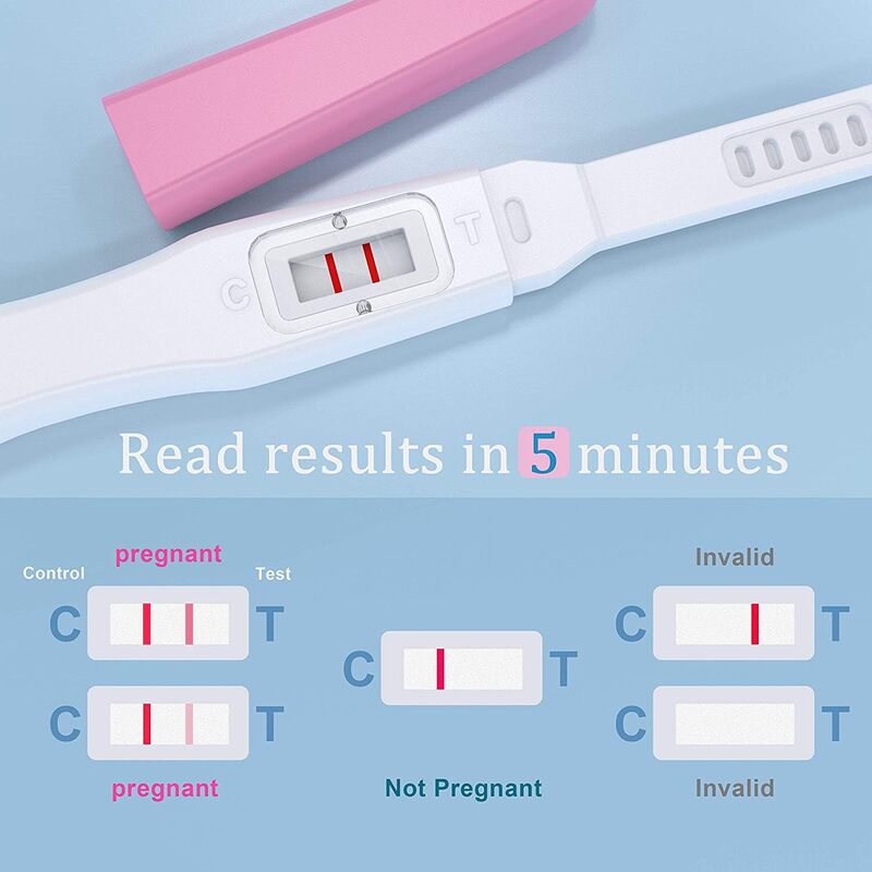 Tiras reactivas de HCG para el embarazo, bolígrafo de tiras envueltas individualmente de 5 recuentos, Kit de prueba de embarazo de detección temprana en el hogar
