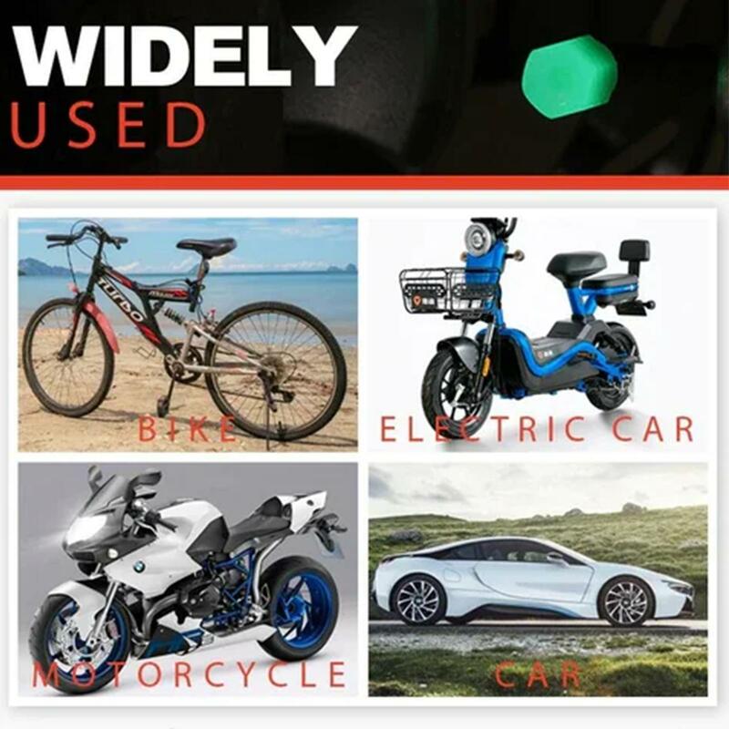 4pcs Luminous Valve Caps Fluorescent Blue Light Car Motorcycle Bicycle Wheel Modeling Universal Dustproof Nozzles Cover