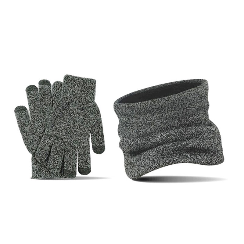 Вязаная шапка унисекс, шарф, перчатки, комплект для зимнего сезона, шарф-петля, нескользящие перчатки, теплая шапка, шарф, цвет