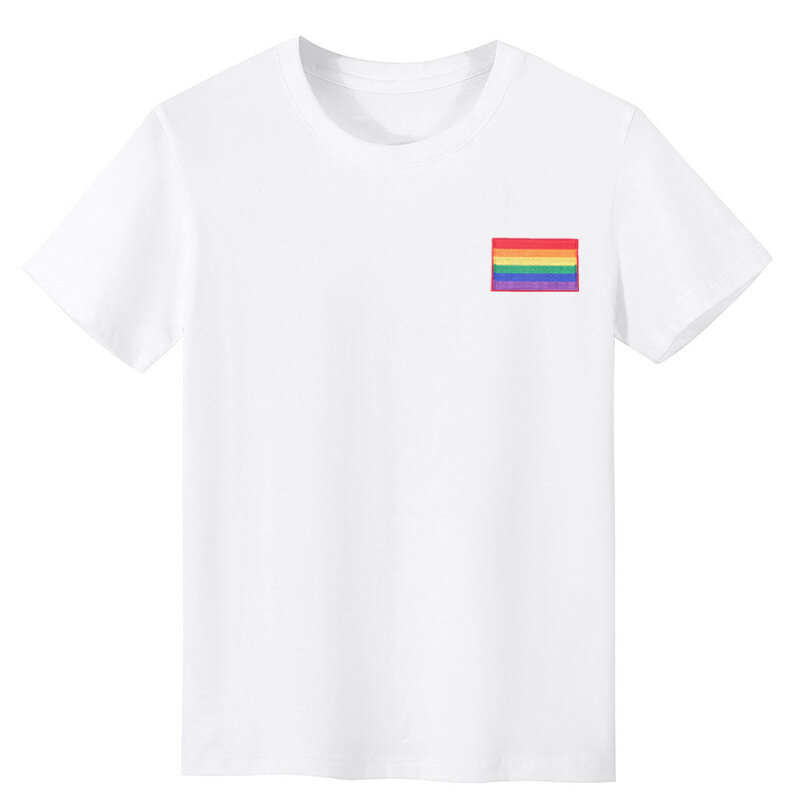2024 Casual Niche T-shirt Women Clothing Lesbian Clothing Tshirt Women Cotton Rainbow Printed Short-sleeved Round Neck
