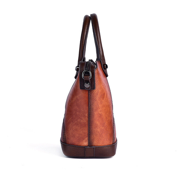 Bolsa de couro genuíno com cor do pincel para mulheres, bolsa retrô com design de flores, couro de primeira camada, 2019