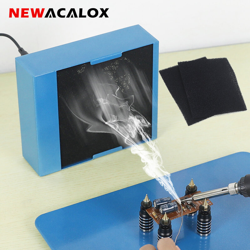 NEWACALOX-ventilador absorbente de humo para soldadura, Extractor de humos de soldadura silencioso con 2 filtros de carbón activo de piezas, 30W