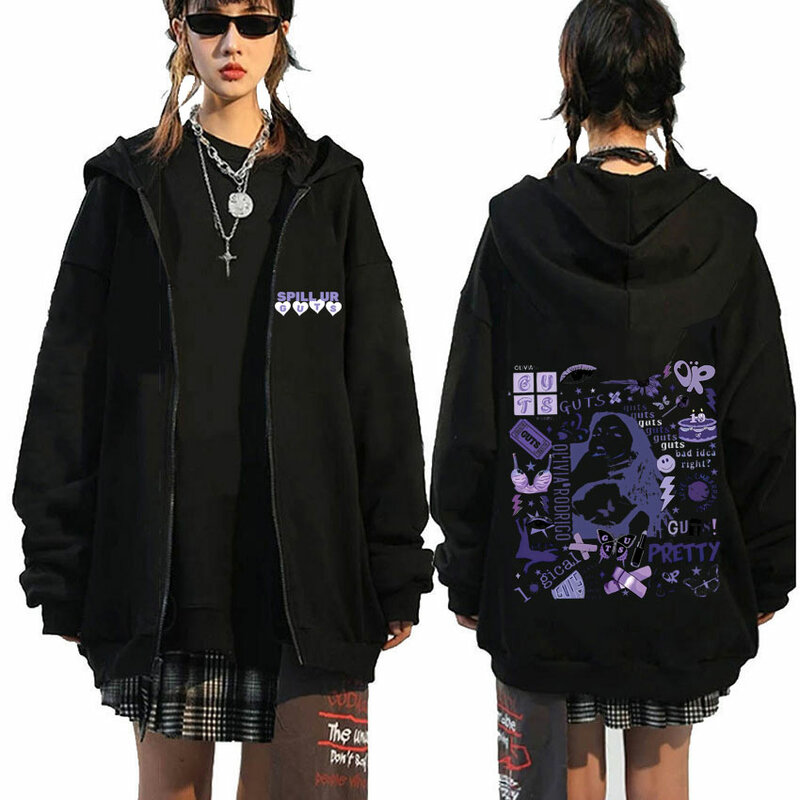Vampire Guts-Sudadera con capucha para hombre y mujer, chaqueta de gran tamaño con cremallera y estampado gráfico de concierto de la gira mundial, a la moda, 2024