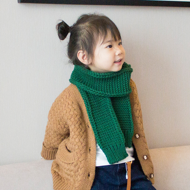 Bufanda de punto de lana para niños y niñas, bufandas cálidas y sólidas para el cuello, Bufanda suave para el invierno