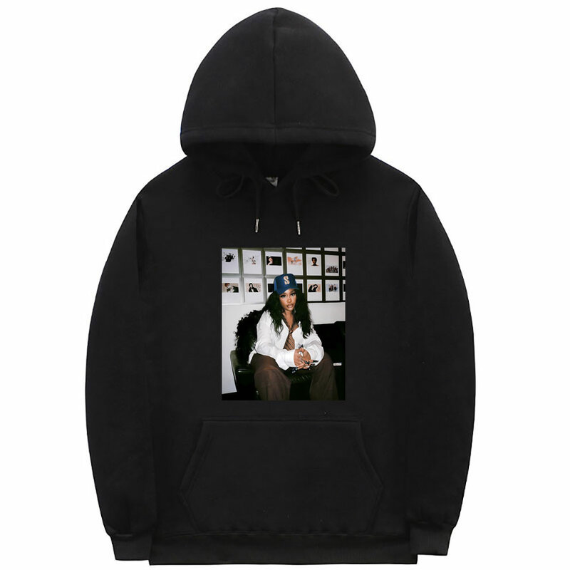 Rapper SZA Mugshot Graphic Print Hoodie Men's Hip Hop Vintage Oversized Sweatshirt Male Casual Fleece Cotton Pullover Hoodies