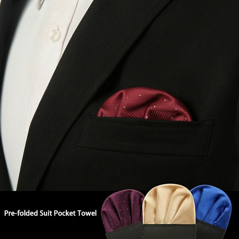 Color Pre-folded For Male Cotton Hand Towel Polka Dots Korean Pocket Hanky Men Handkerchief Suit Pocket Towels Suit Accessories