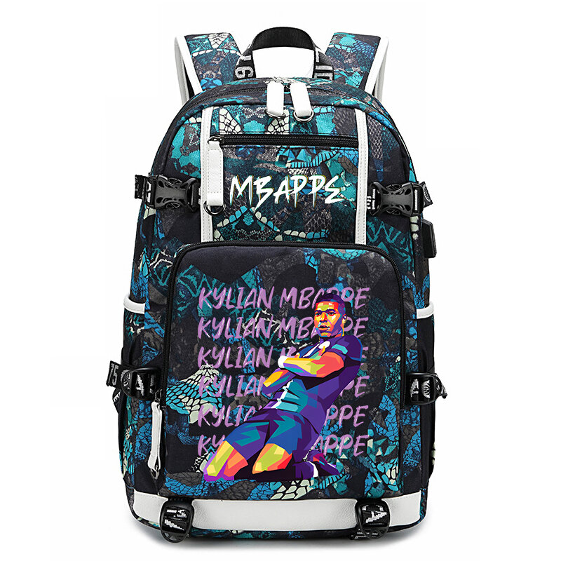 حقيبة ظهر شبابية مطبوعة Mbappe Avatar ، حقيبة مدرسية للطلاب كاجوال ، سعة كبيرة ، حقيبة سفر خارجية
