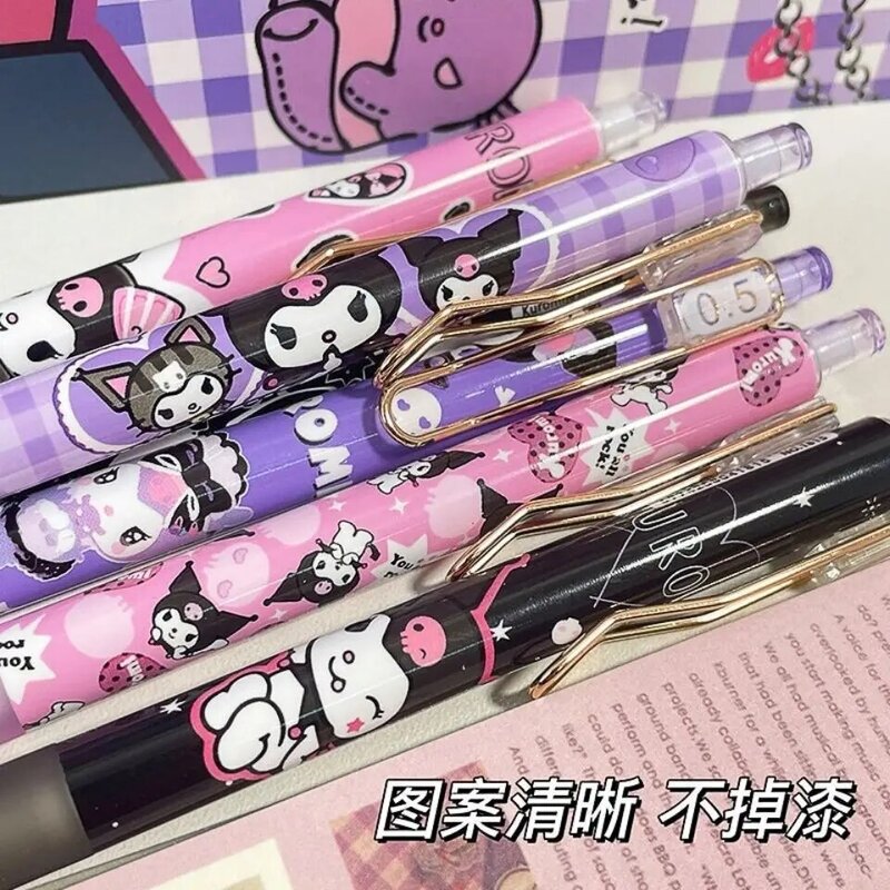 TAKARA TOMY-Bolígrafo de Gel negro con dibujo animado de Hello Kitty, bolígrafo de firma para estudiantes, 0,5, 6 paquetes