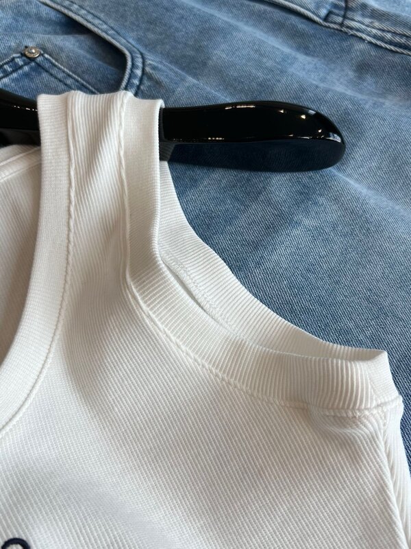 Camisola de malha de algodão feminina, top esportivo, curto, luxo, designer, tanques