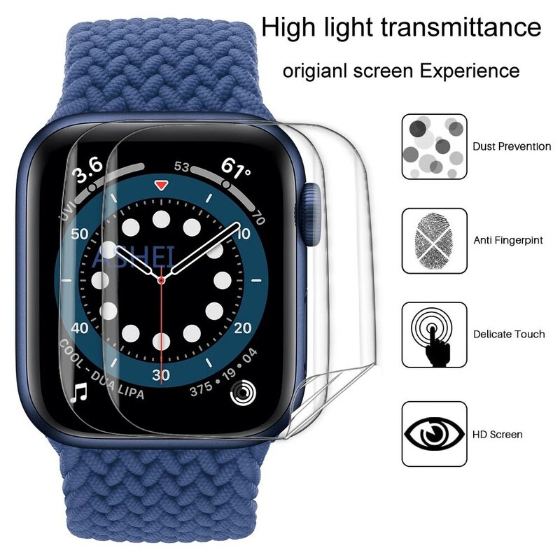 Apple watch series 6/5/se 44mm用スクリーンプロテクター,透明で柔軟なhdフィルム,気泡なし,iwatch 4 40mm用,ガラスプロテクターなし