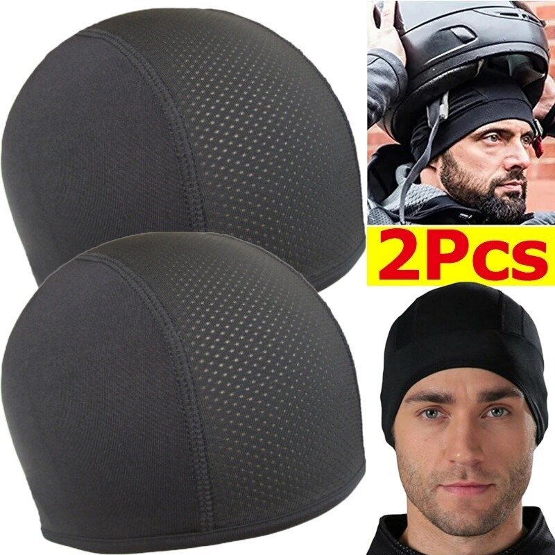 Motorcycle Cycling Cap Quick Dry Breathable Moisture Wicking Under Helmet Beanie Inner Lined Dome Sport Cap Motor Accessories