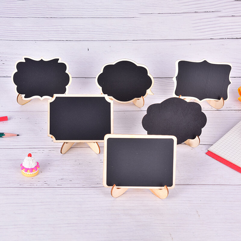 Papan Tulis Pesan kayu Mini papan tulis pemberitahuan kecil papan tulis berdiri 6 gaya tampilan meja dekorasi