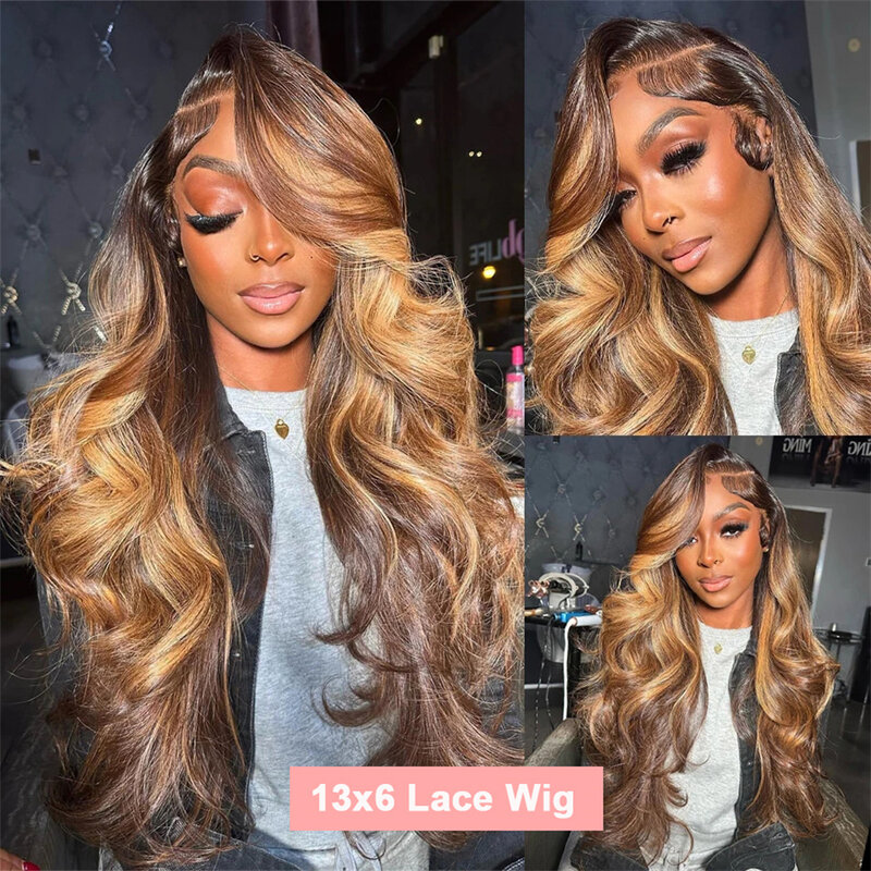 38 Inch Bone Body Wave Highlight Lace Front Human Hair 4/27 Colored 13x4 Lace Frontal Wigs 13x6 Lace Frontal Wigs For Women